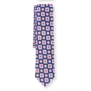 Corbata Azul Marino con Dibujos Corbateros Rosas