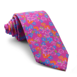 Corbata Fucsia Flores 
