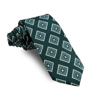 Corbata Verde Oscuro Dibujos Geometricos Grandes