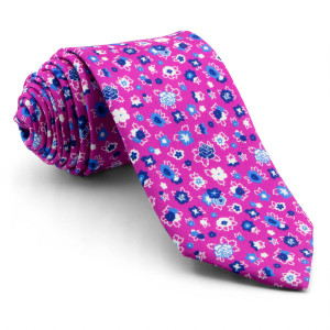Corbata Fucsia Flores 