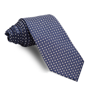 Corbata Azul Marino Dibujos Grises y Blancos