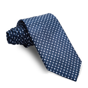 Corbata Azul Marino Dibujos Celestes y Blancos