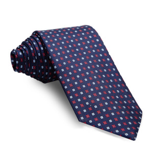 Corbata Azul Marino Dibujos Celestes y Rojos
