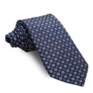 Corbata Marino Dibujos Granates y Amarillos