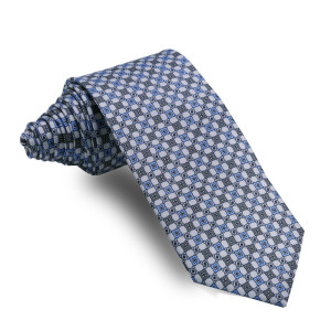 Corbata Gris Dibujos Celestes y Gris Oscuro