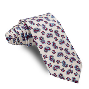 Corbata Beige Cachemires Burdeos y Celestes