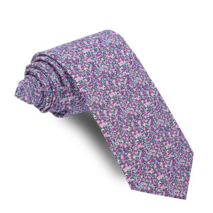 Corbata Liberty Flores Buganvilla y Celeste