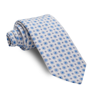 Corbata Blanco Roto Dibujos Celestes y Marino