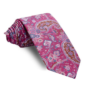 Corbata Fucsia Cachemires Marrones y Azules