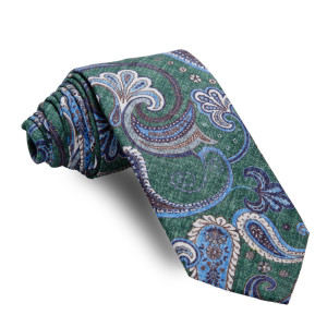 Corbata Verde Cachemires Celestes y Azules