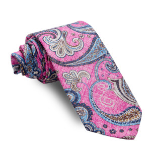 Corbata Rosa Cachemires Celestes y Beiges