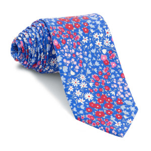Corbata Azul Flores Colores 