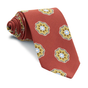 Corbata Burdeos Medallones Beige y Celeste