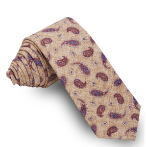 Corbata Beige Cachemires Azules