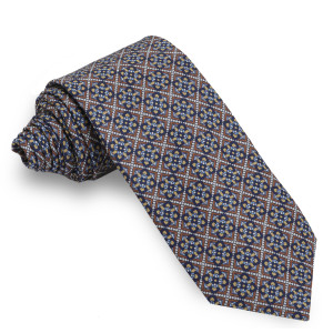 Corbata Marrón Dibujos Beige y Celestes