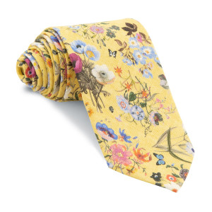 Corbata Amarillo Flores 