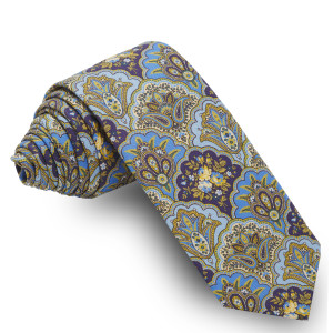 Corbata Azul Mosaico Flores