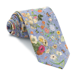 Corbata Azul Flores 