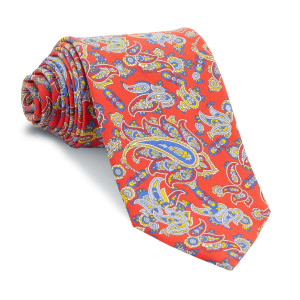 Corbata Roja Cachemires Azules y Amarillos