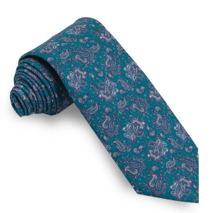 Corbata Verde Petroleo Cachemires Verdes y Azul Marino