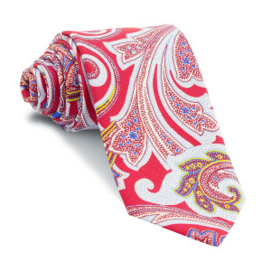 Corbata Roja Cachemires Celestes y Amarillos