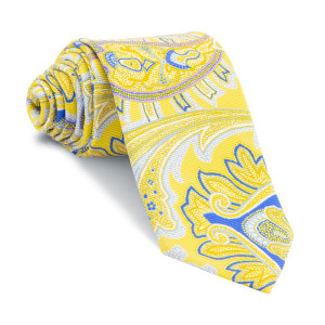 Corbata Amarilla Cachemires Azules y Celestes