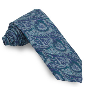 Corbata Verde Petróleo Cachemires Verdes y Blancos