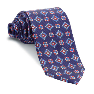 Corbata Marino Dibujo Rojo y Celeste