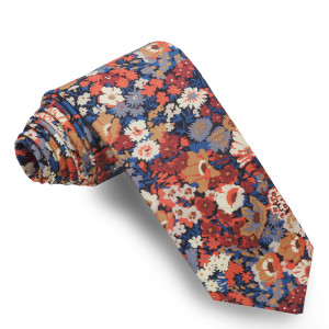 Corbata Liberty Flores Beiges, Marrones y Azules