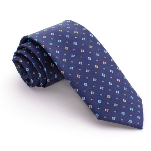 Corbata Azul Marino Dibujos Pequeños Celestes