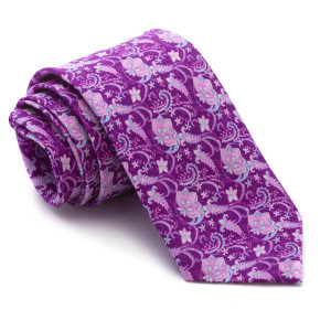 Corbata Buganvilla Flores Turquesas y Rosas