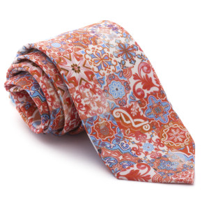 Corbata Coral Mosaico Turquesa