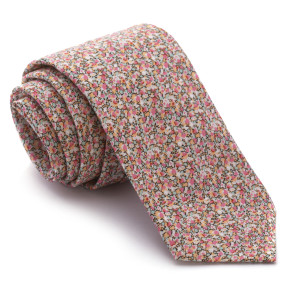 Corbata Liberty Flores Coral y Verde Agua