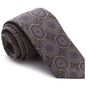 Corbata Marron Dibujos Corbateros Grandes Beige y Marino