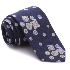 Corbata Azul Marino Dibujos Blancos y Celestes