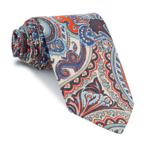 Corbata Gris Cachemires Azules y Rojos