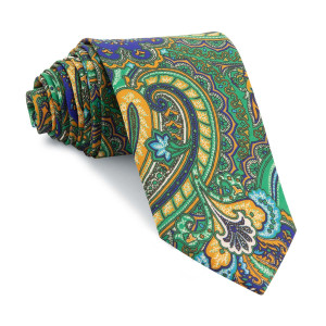 Corbata Verde Cachemires Azules