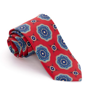 Corbata Granate Medallones Azules