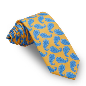 Corbata Amarilla Cachemires Azules
