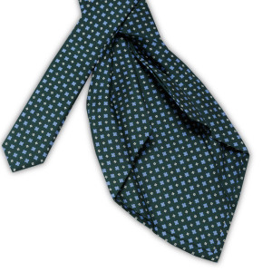 Corbata 5 Pliegues Verde Botella Dibujos Celestes