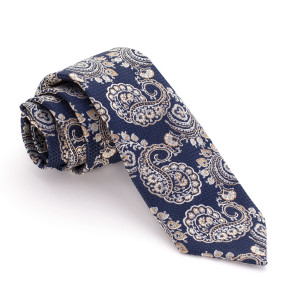 Corbata Azul Marino Cachemires Beige