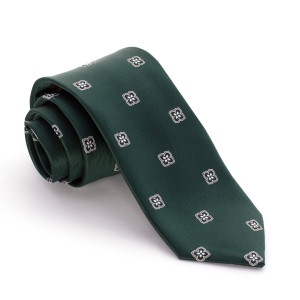 Corbata Verde Botella Dibujos Blancos