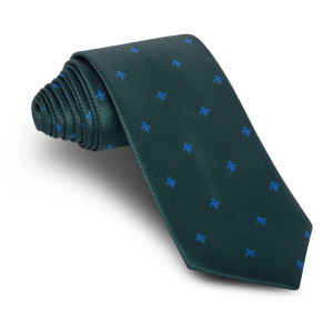 Corbata Verde Flor de Lis Azul