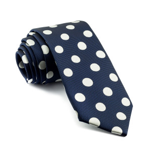 Corbata Marino Lunares Grandes Blancos