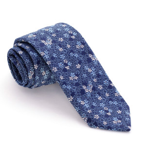 Corbata Azul Flores Blancas y Celestes