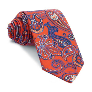 Corbata Roja Cachemires Azules