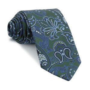 Corbata Verde Cachemires Azules