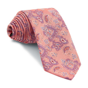 Corbata Rosa Claro Cachemires Azules