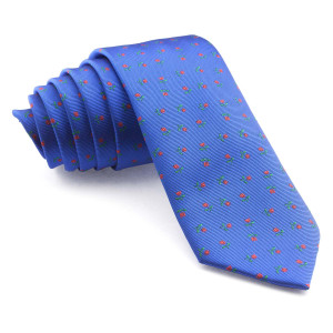 Corbata Azul Flores Rojas