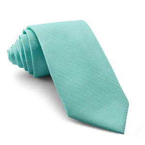 Corbata Verde Agua con Lunares Pequeños Blancos